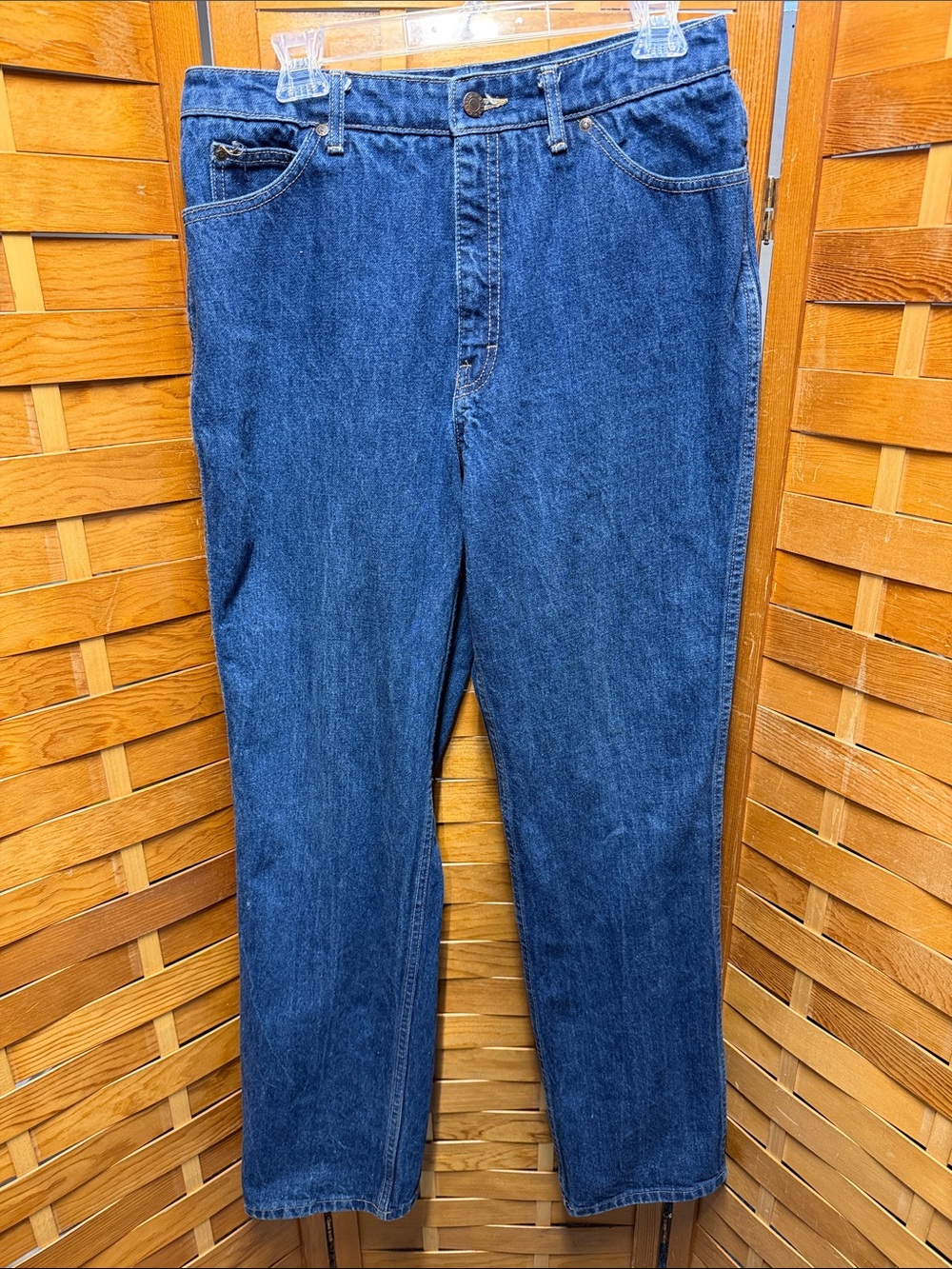 CALVIN KLEIN Vintage Heavy 100% Cotton Dark Blue Straight Leg Denim Jean Size 16